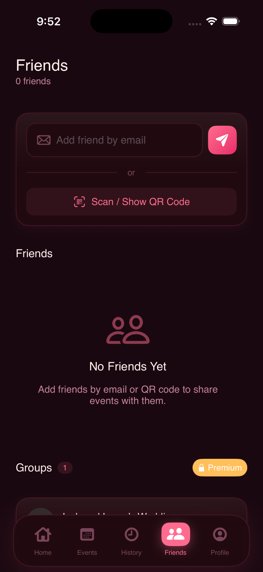 Friends tab with add-friend options